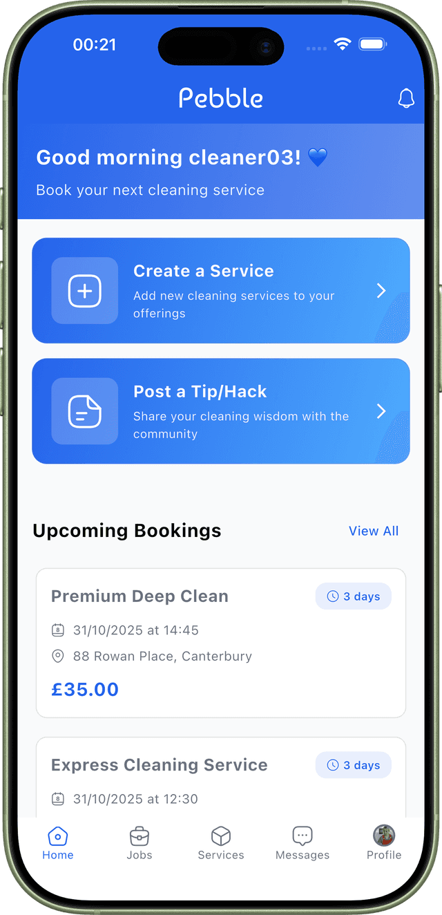 Pebble Cleaning App 1