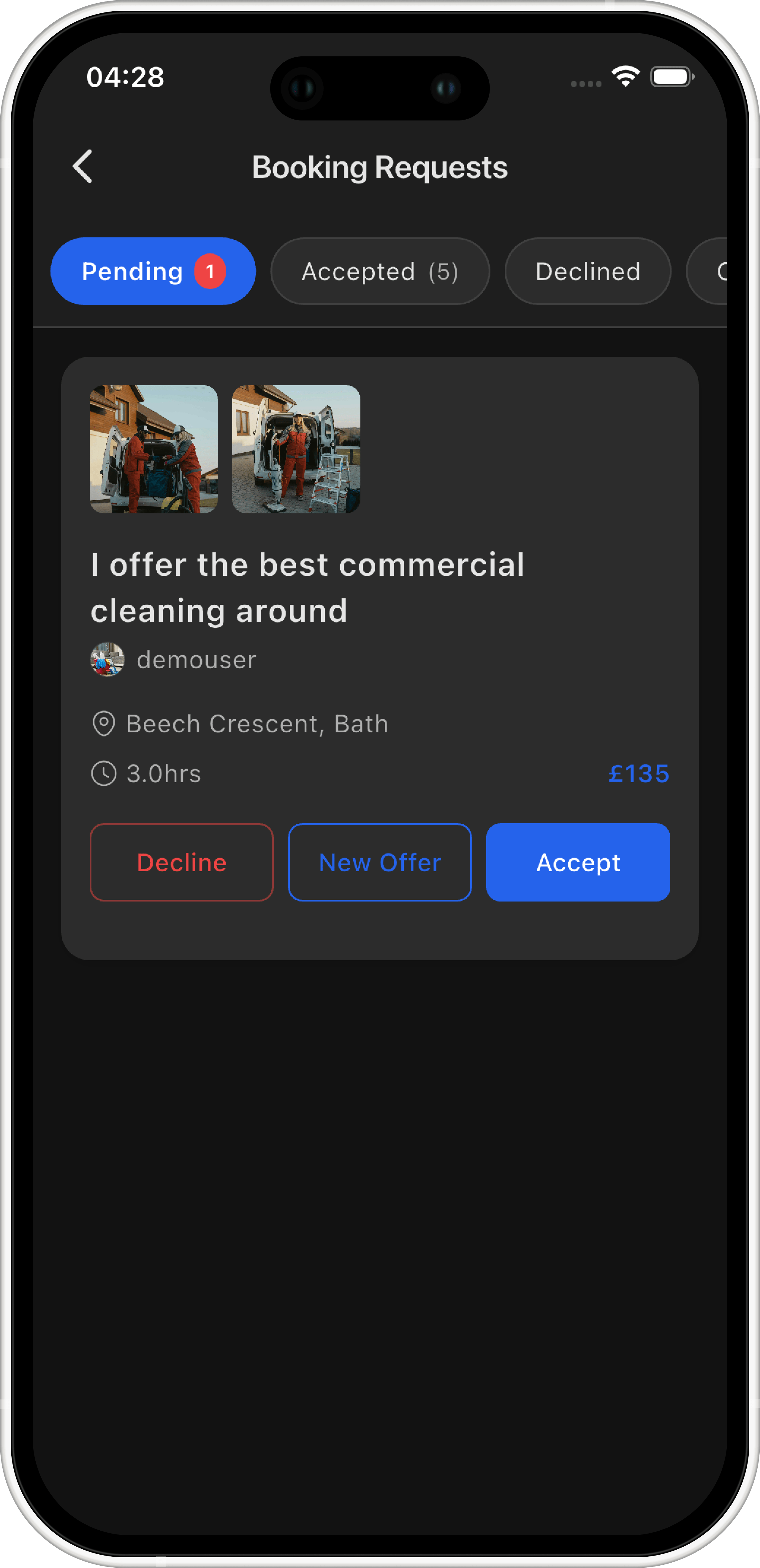 Pebble Cleaning App - Screen 1